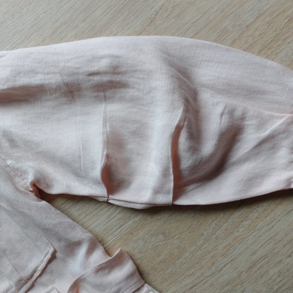 Joie Sirena Linen Blend Utility Military Jacket Belt Shell Pink Women Size L - Picture 12 of 14